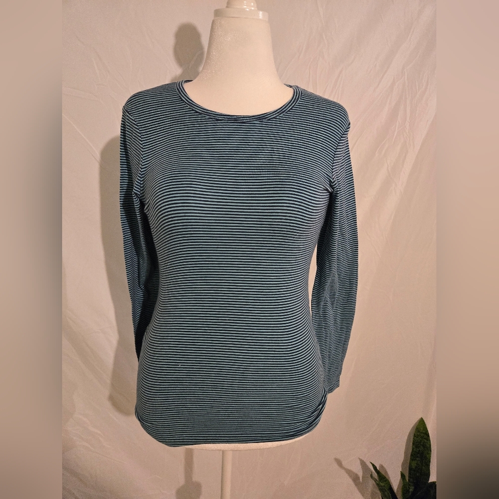 Teal Striped Long Sleeve Tee